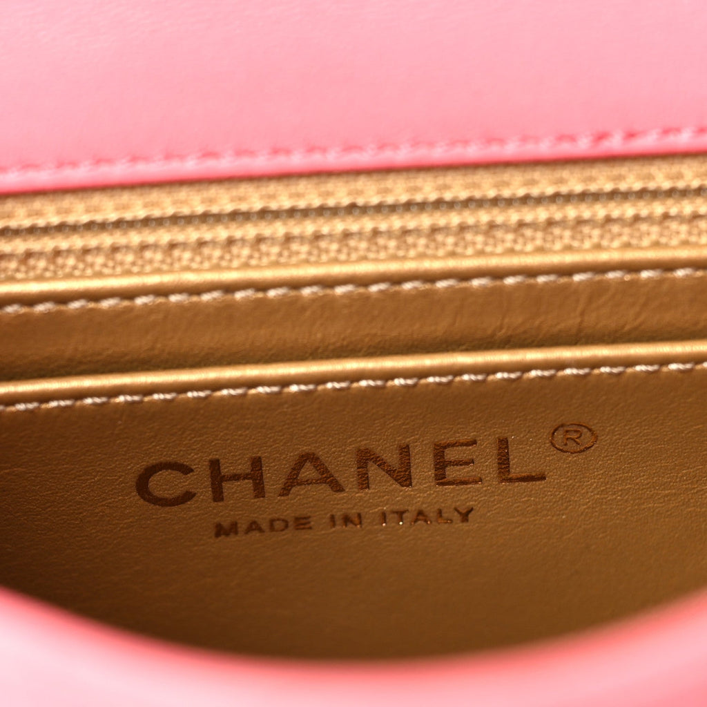 Chanel Lambskin Quilted Mini Pearl Crush Flap Pink