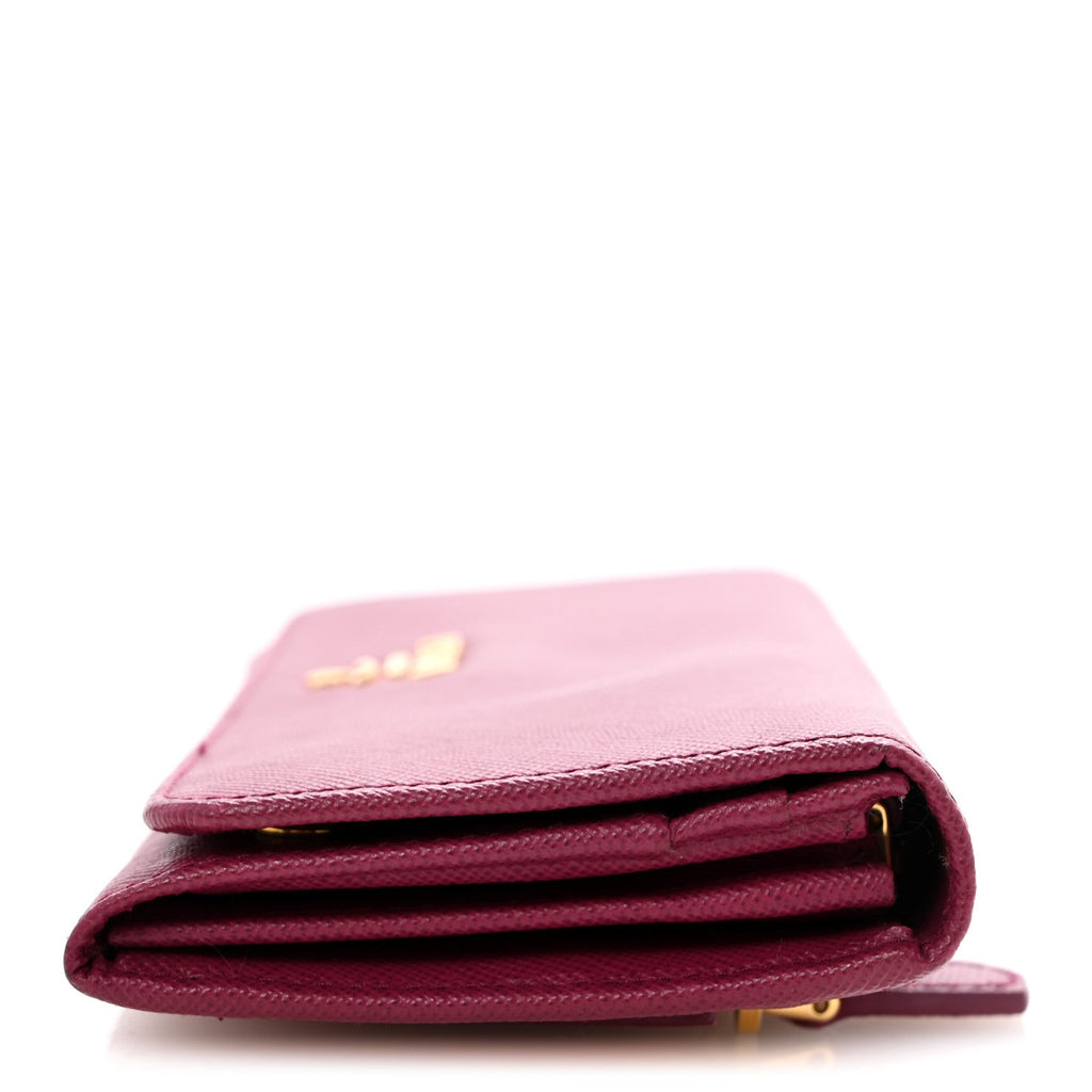 Prada Saffiano Metal Continental Flap Travel Wallet Ametista