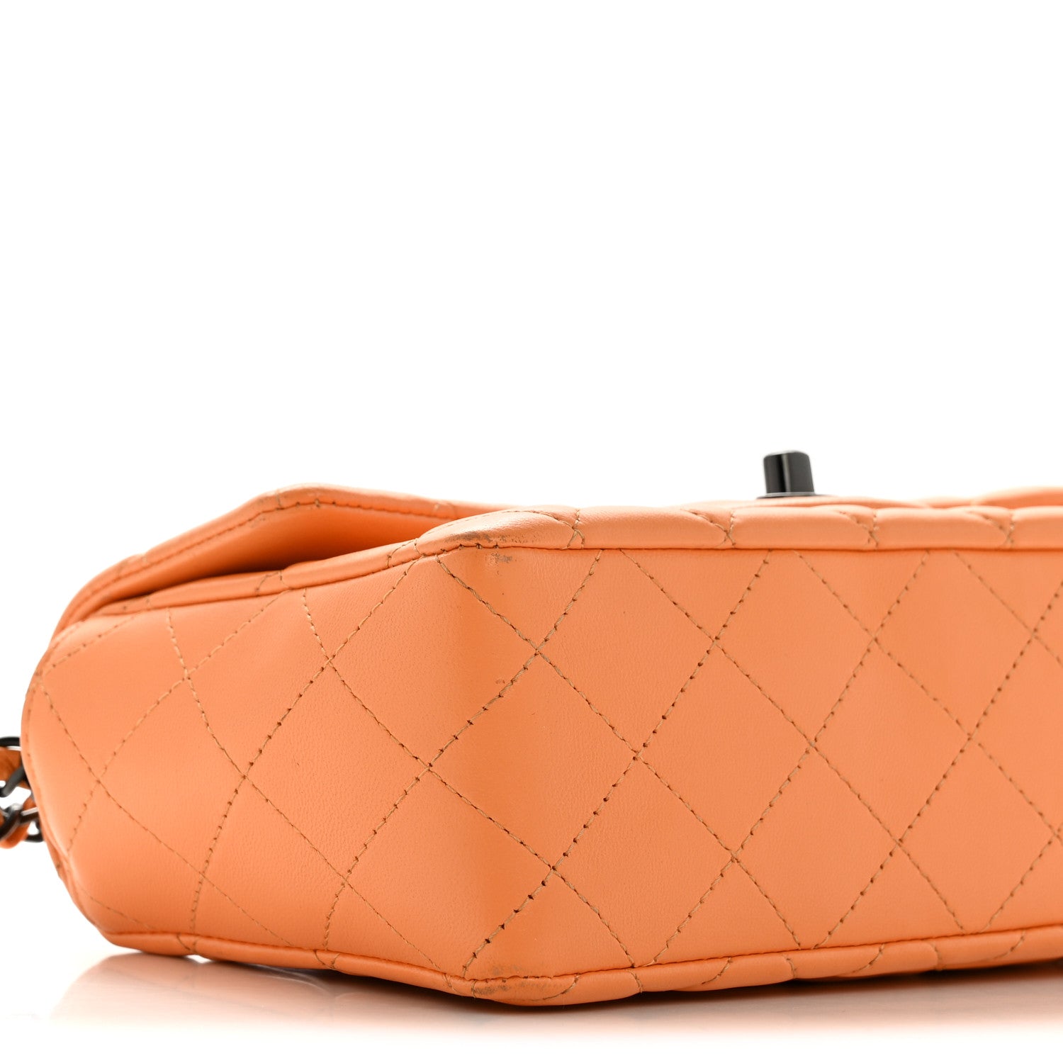 Chanel Lambskin Quilted Mini Rectangular Flap Orange
