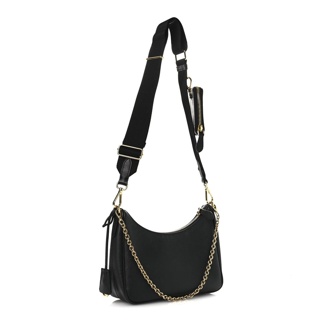Prada Saffiano Lux Re-Edition 2005 Shoulder Bag Black