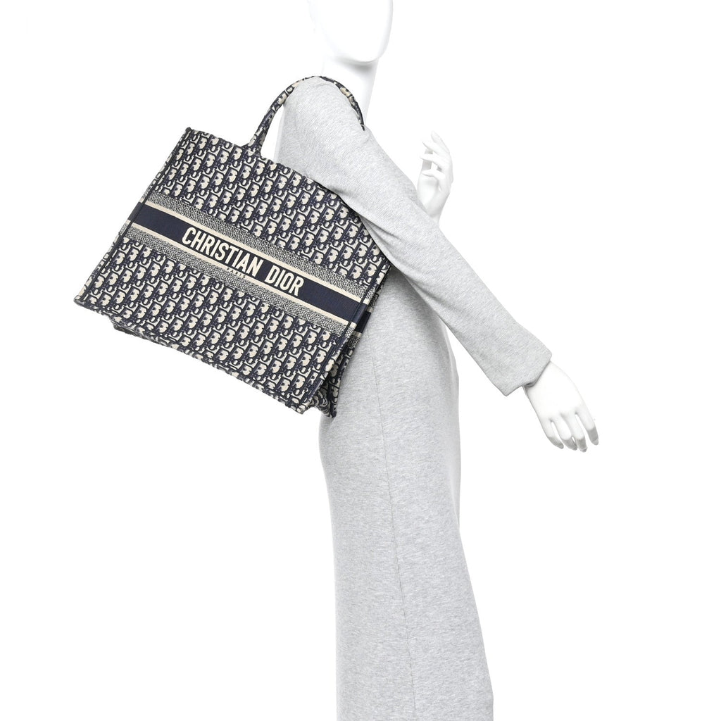 Christian Dior Oblique Large Book Tote Blue Multicolor