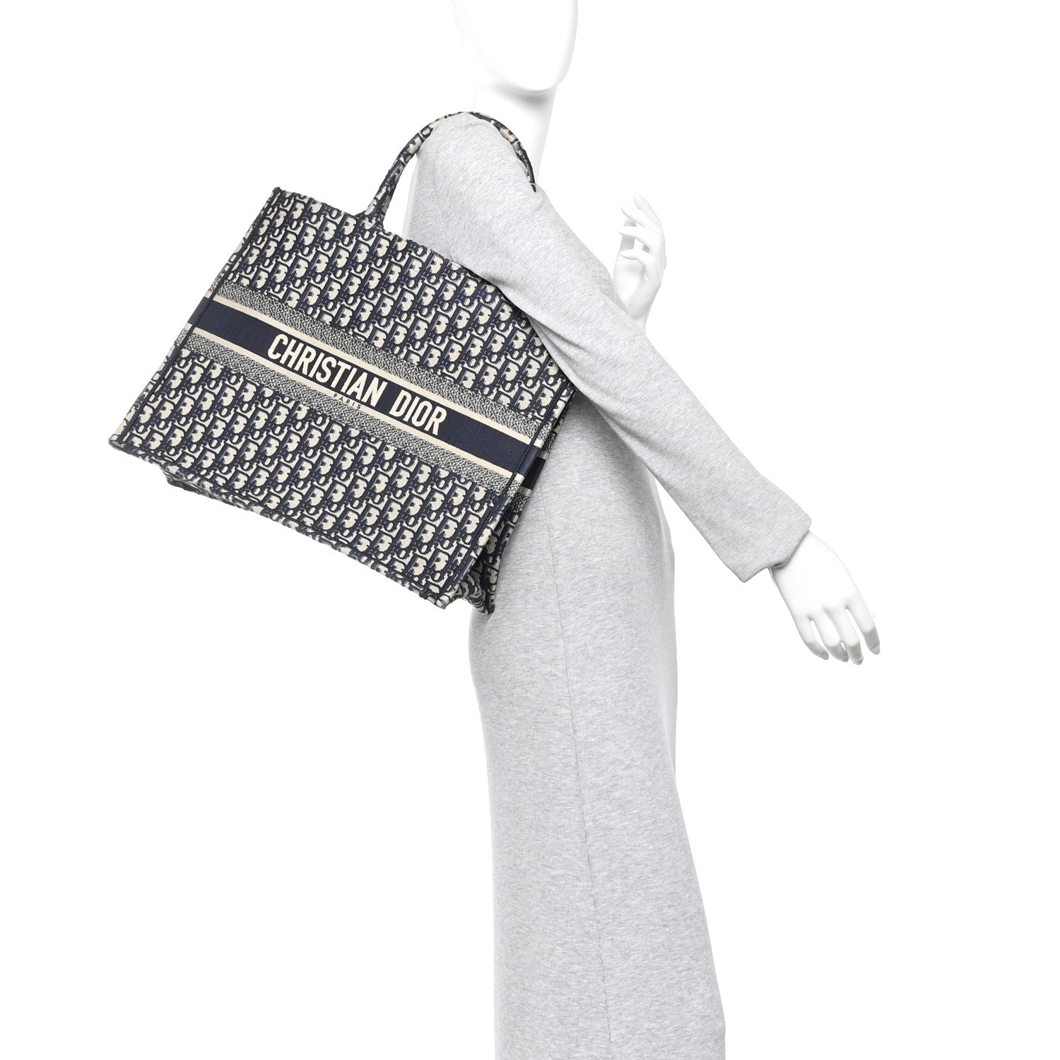 Christian Dior Oblique Large Book Tote Blue Multicolor