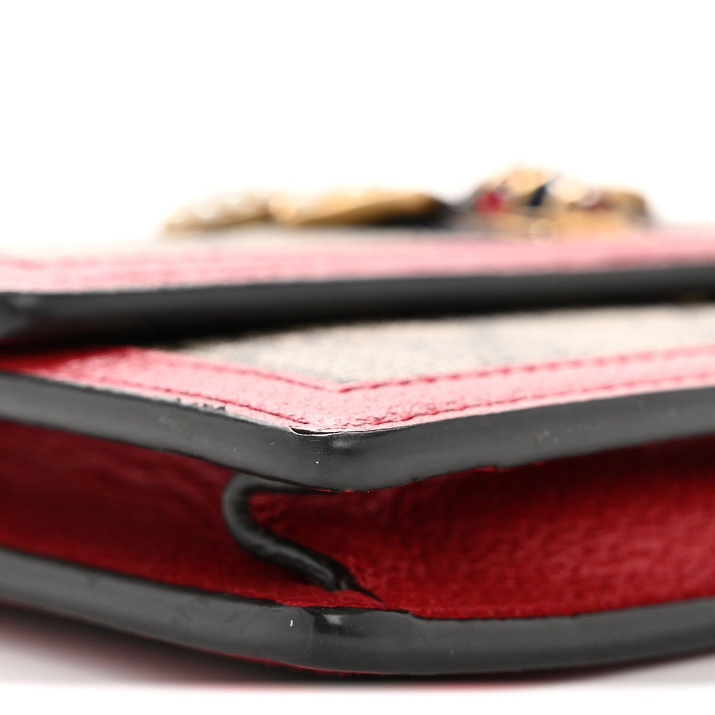 Gucci GG Supreme Monogram Web Queen Margaret Chain Wallet Red