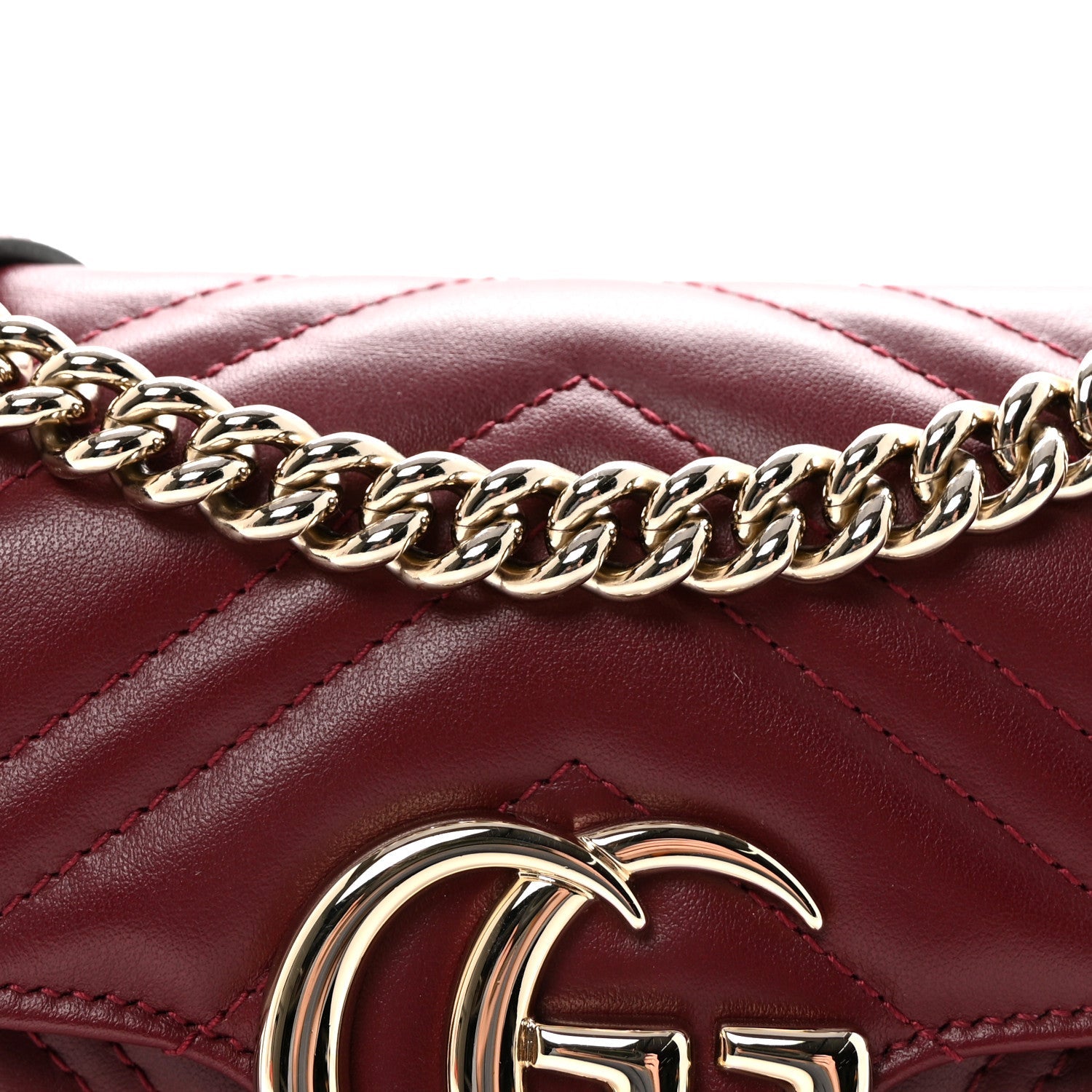 Gucci Calfskin Matelasse Small GG Marmont Shoulder Bag  Rosso Ancora