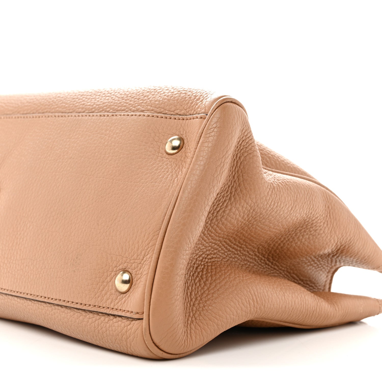 Gucci Pebbled Calfskin Medium Bamboo Shopper Tote Camelia