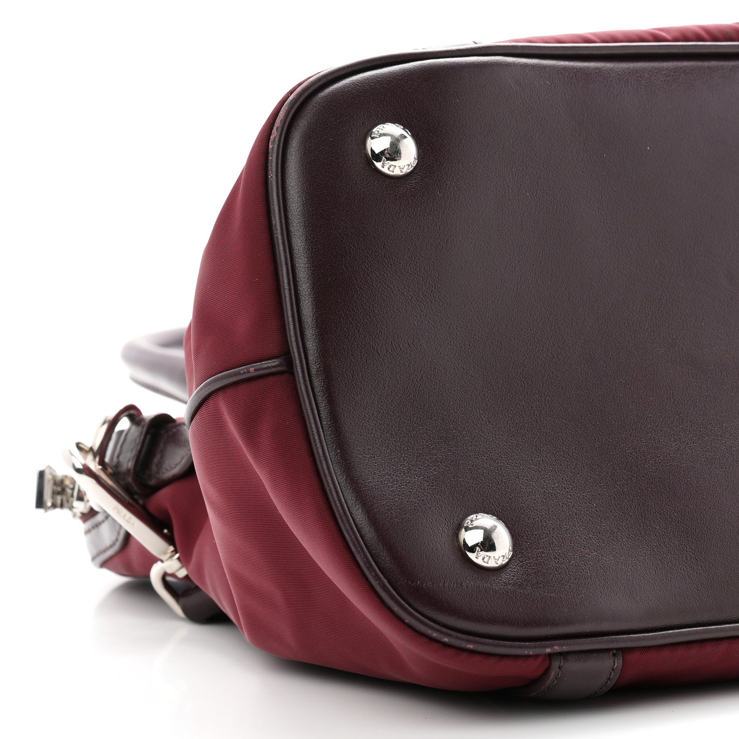 Prada Nylon Tessuto Soft Calf Small Tote Granato