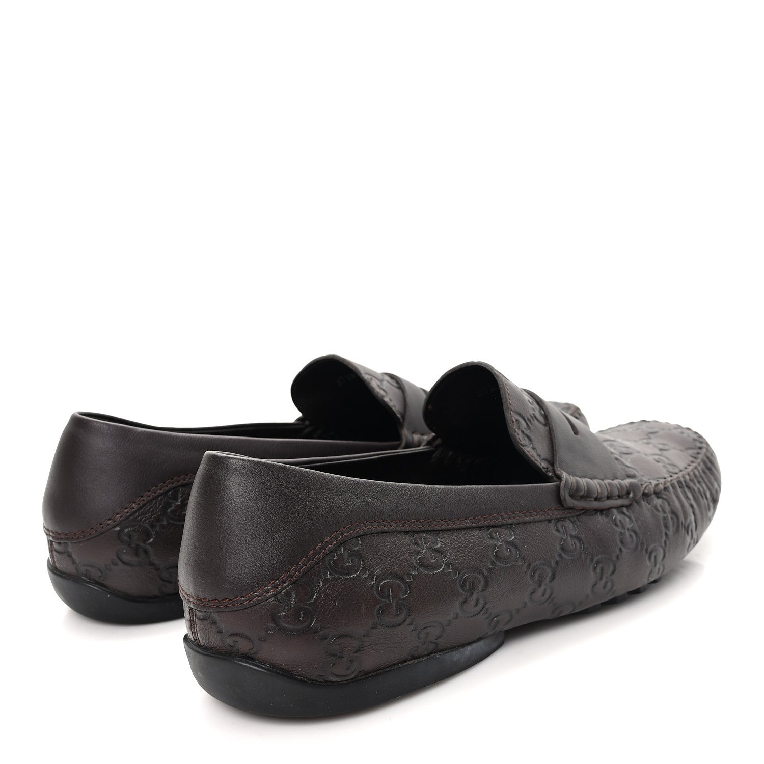 Gucci Guccissima Mens Driver Loafers 8 Chocolate
