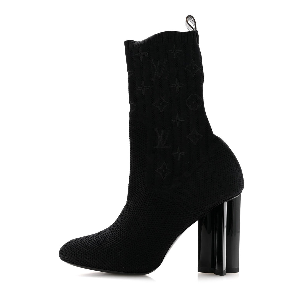 Louis Vuitton Monogram Stretch Fabric Silhouette Ankle Boots 38 Black