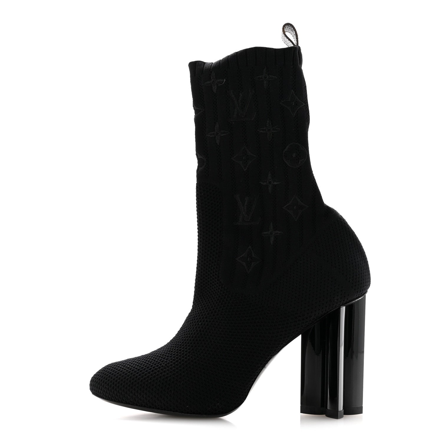 Louis Vuitton Monogram Stretch Fabric Silhouette Ankle Boots 38 Black