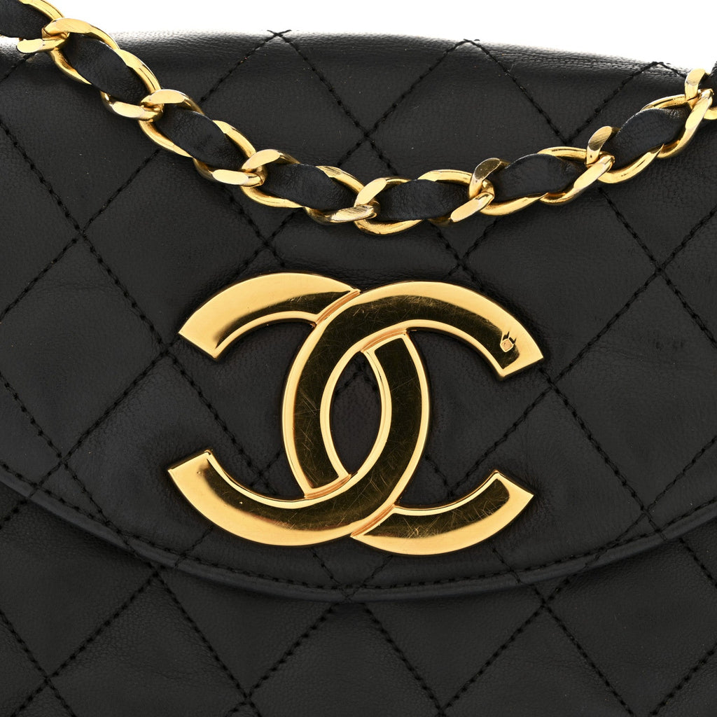 Chanel Lambskin Quilted Half Moon Flap Black
