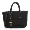 Prada Tessuto Nylon Chevron Quilted Tote Black
