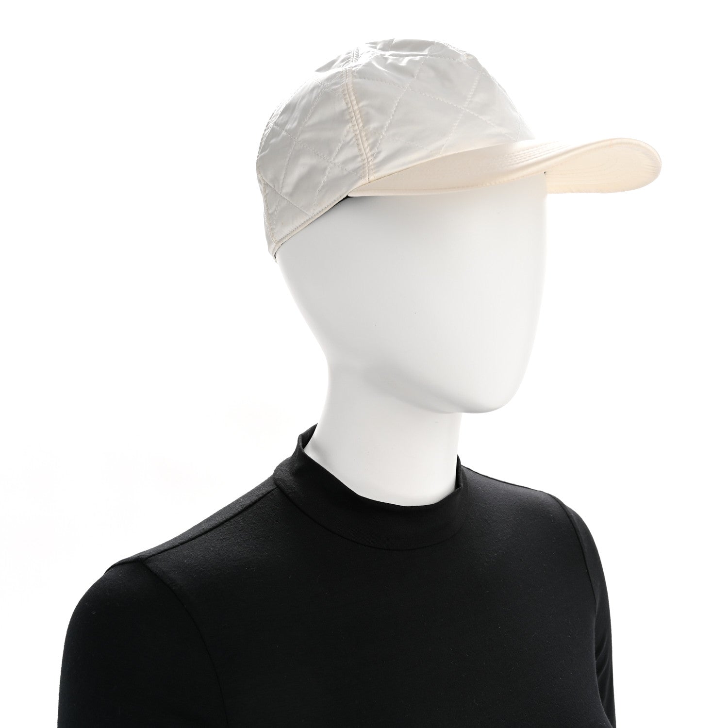 Nylon Quilted Cap Hat M White
