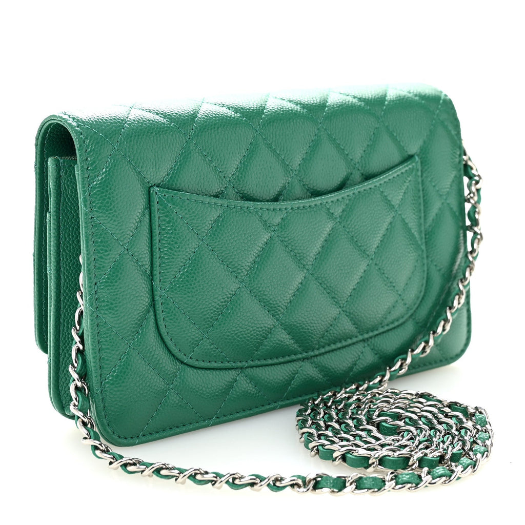 Chanel Caviar Quilted Wallet On Chain WOC Green