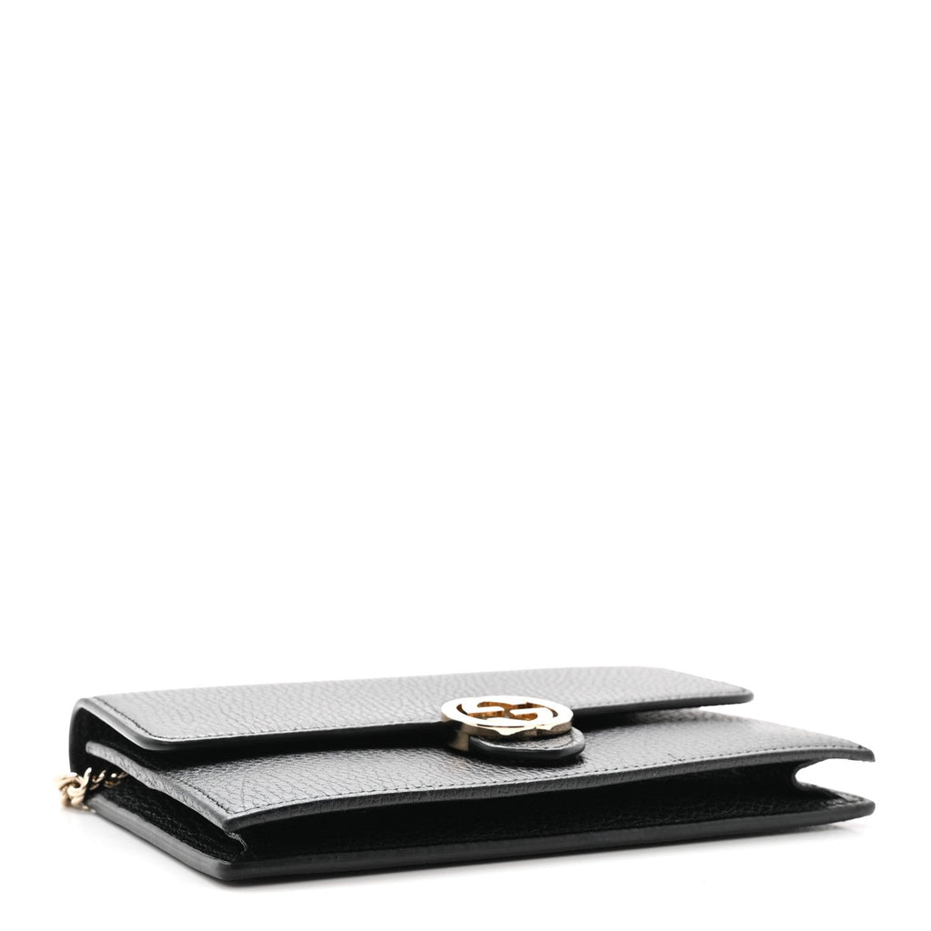 Gucci Dollar Calfskin Interlocking G Chain Wallet Black