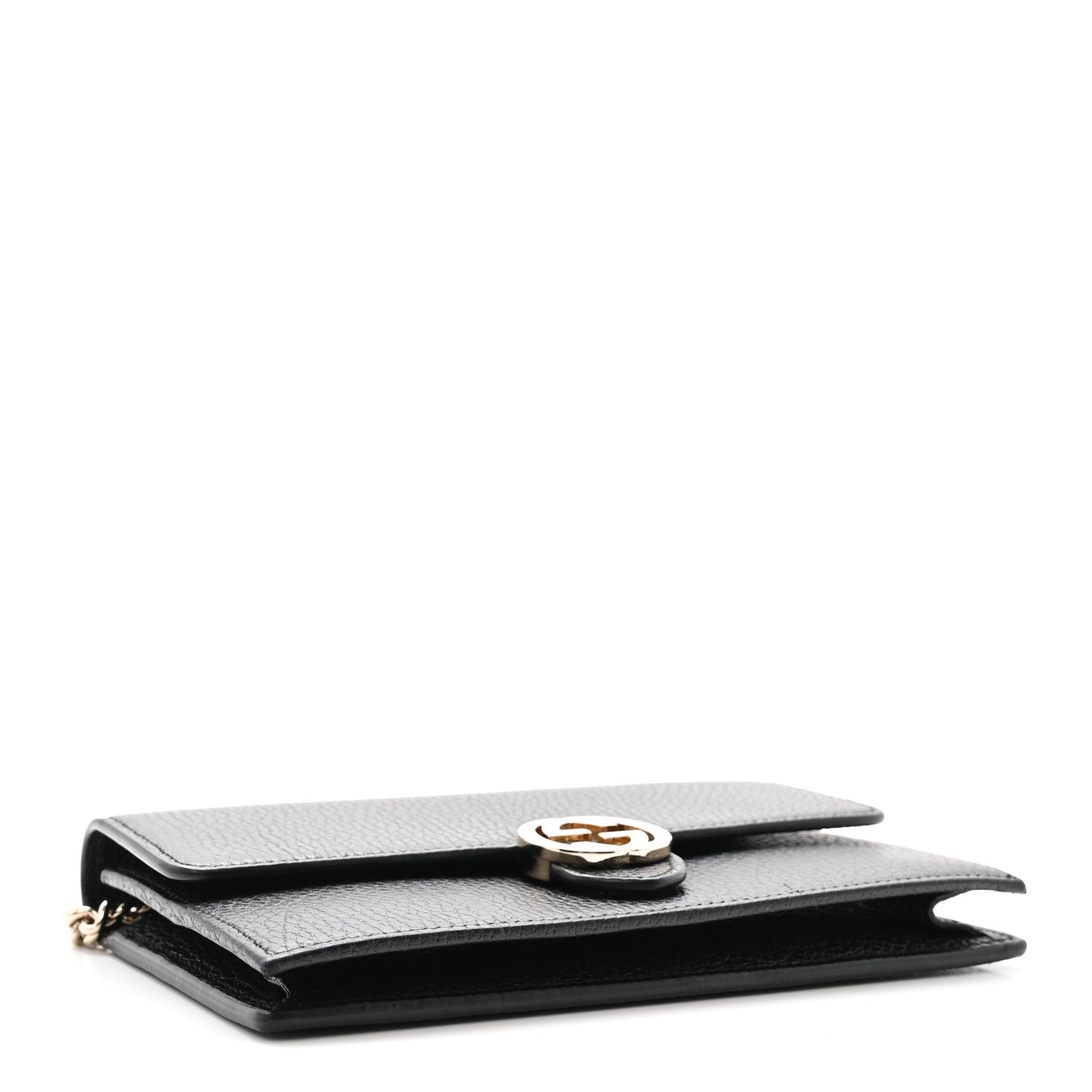 Gucci Dollar Calfskin Interlocking G Chain Wallet Black