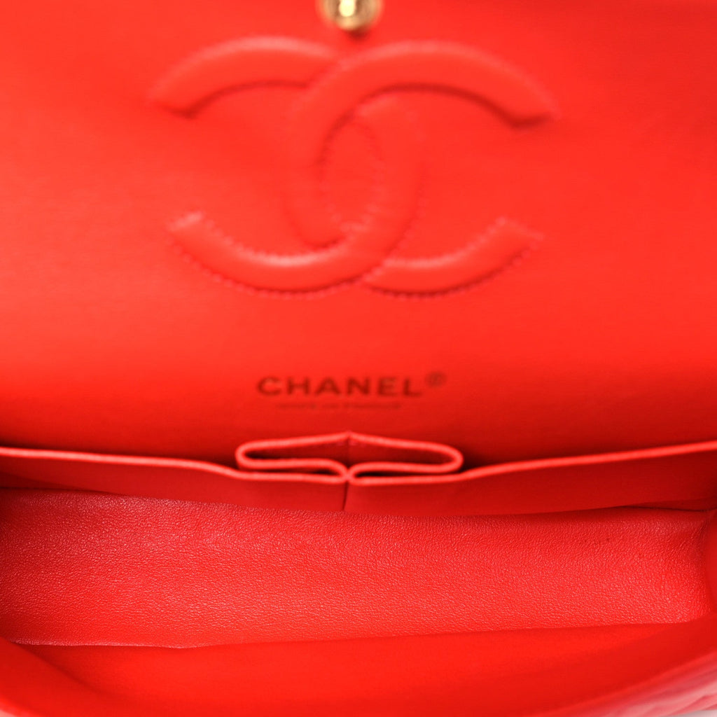 Chanel Lambskin Quilted Medium Double Flap Dark Pink