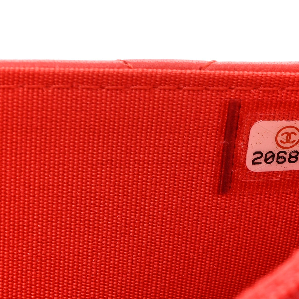 Chanel Lambskin Quilted Boy Wallet On Chain WOC Red
