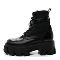 Prada Spazzolato Rois Nylon Metal Triangle Logo Monolith Pouch Pocket 55mm Boots 38 Black