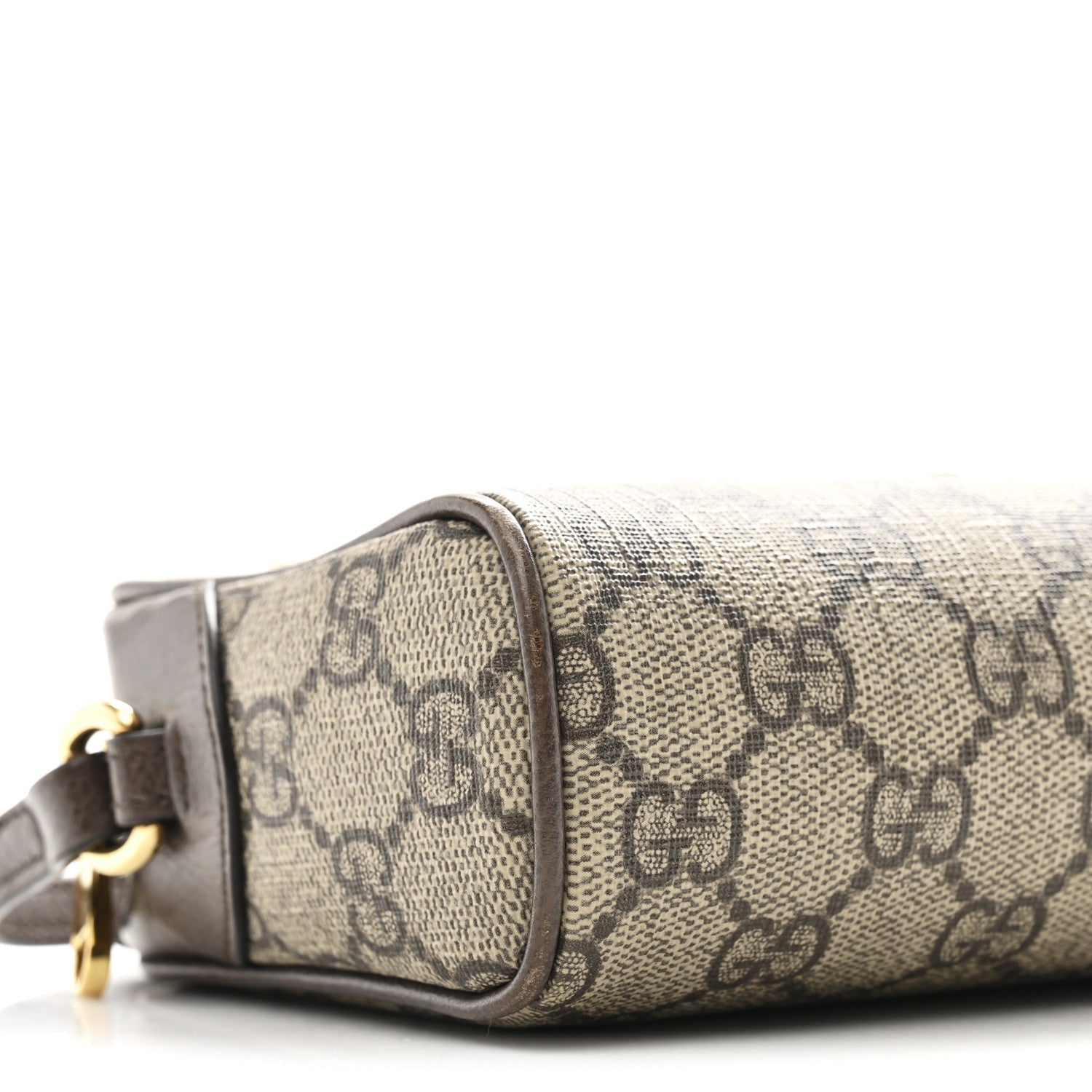 Gucci GG Supreme Monogram Textured Calfskin Super Mini Ophidia Shoulder Bag Beige Ebony New Acero