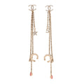Crystal Star 5 Drop CC Earrings Gold