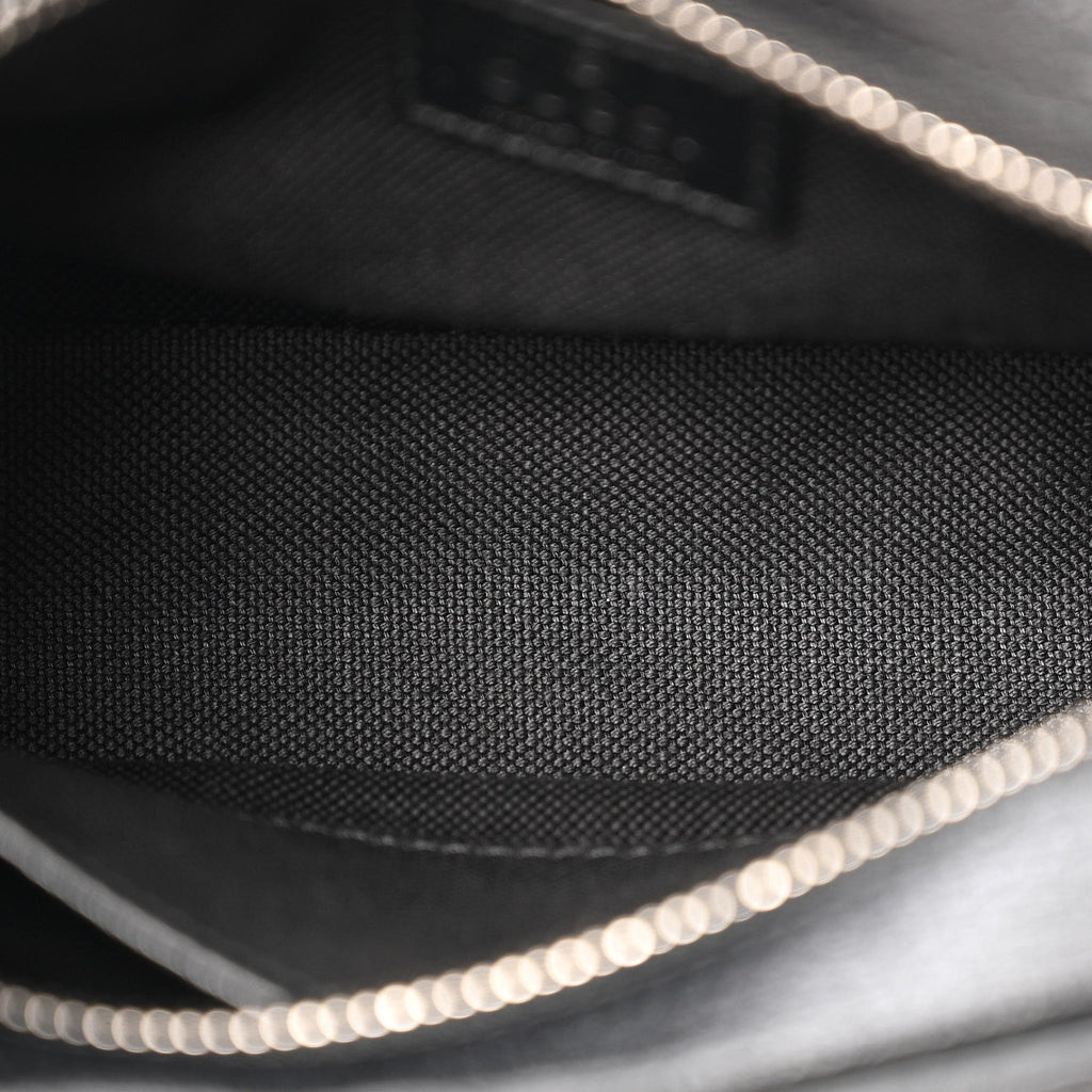 Gucci Monogram Jumbo GG Textured Dollar Calfskin Web Mini Crossbody Bag Black