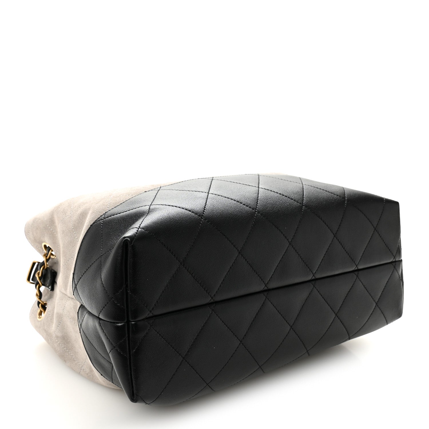 Chanel Suede Calfskin Shiny Lambskin Quilted Small Coco Base Shopping Bag Grey Black