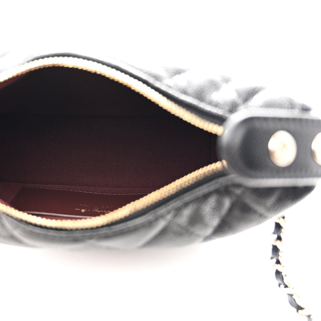 Chanel Caviar Quilted Hobo Clutch With Chain Black