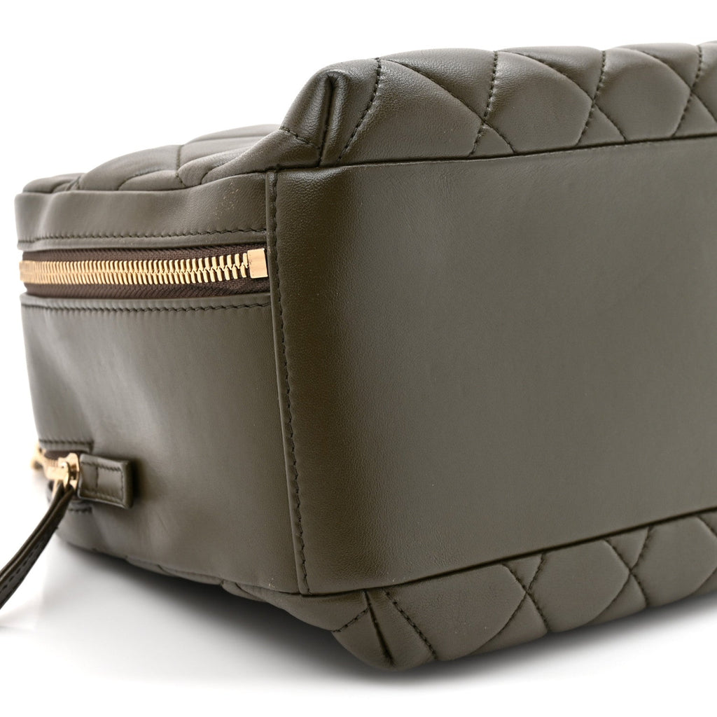 Chanel Lambskin Quilted Medium Trendy CC Bowling Bag Dark Khaki