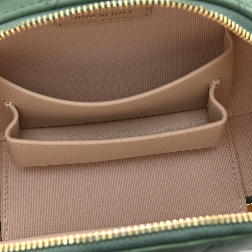 Chanel Lambskin Quilted Chic Riviera Top Handle Vanity Case Green