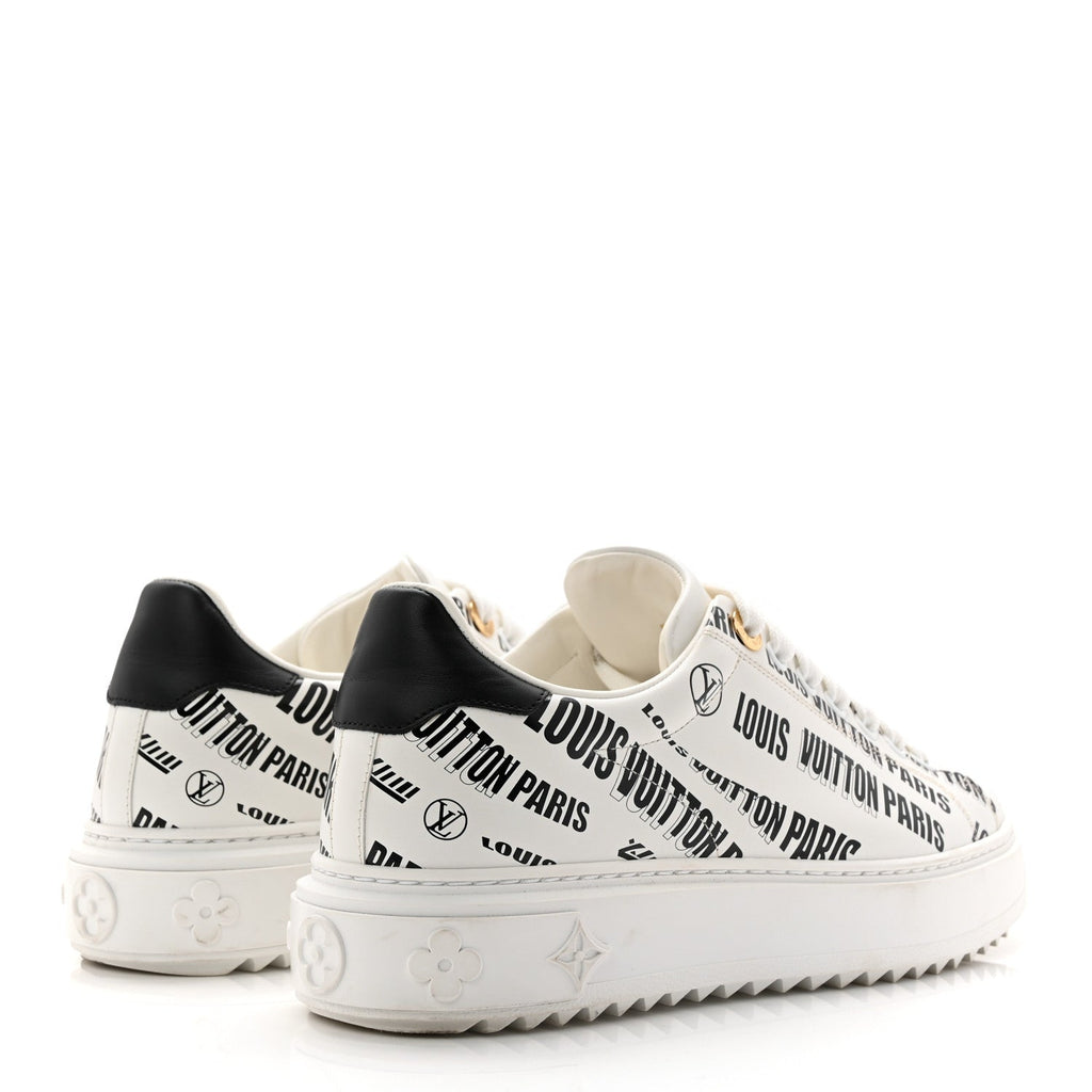 Louis Vuitton Calfskin Printed Time Out Trainer Sneakers 37 White