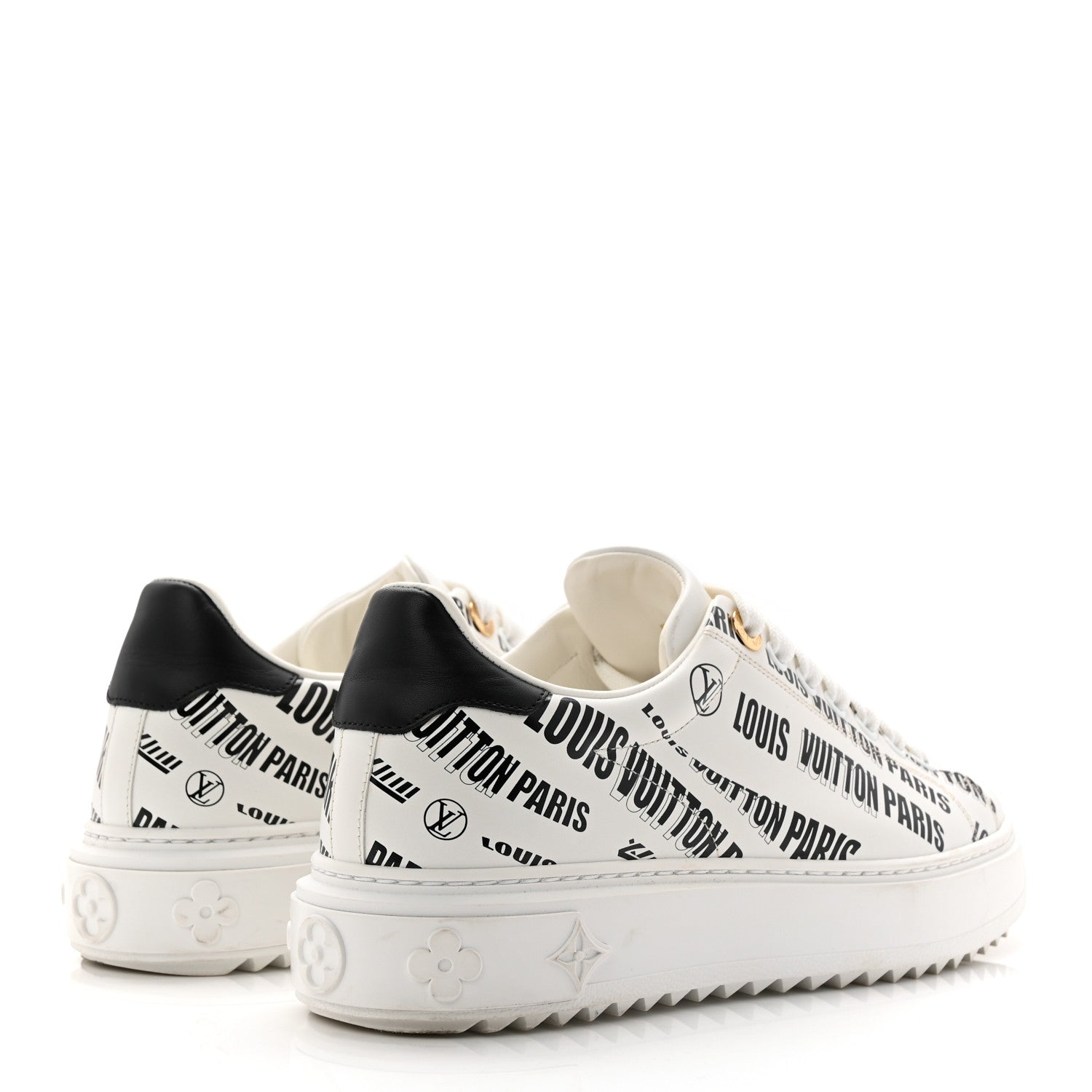 Louis Vuitton Calfskin Printed Time Out Trainer Sneakers 37 White
