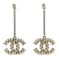 Baguette Crystal CC Drop Earrings Silver