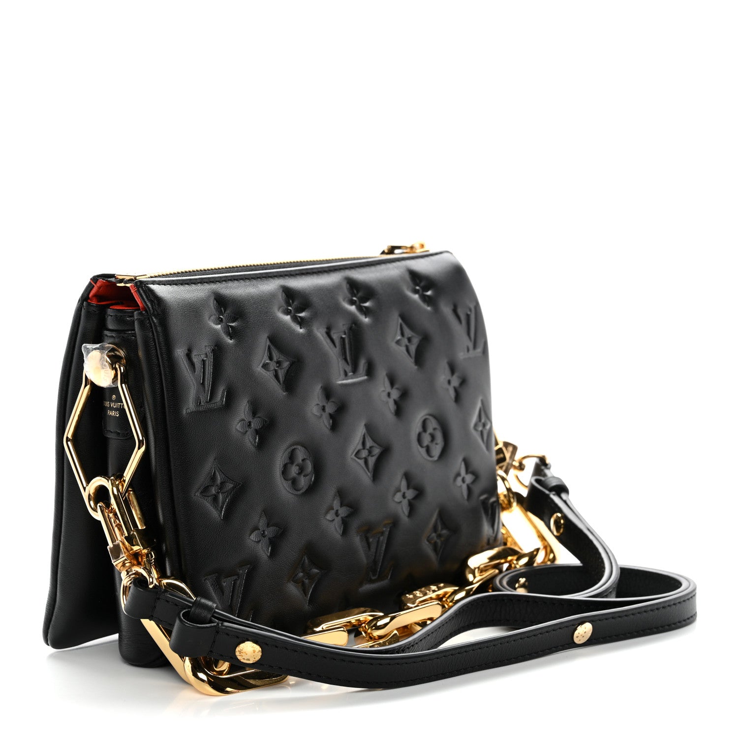 Louis Vuitton Lambskin Embossed Monogram Coussin BB Black
