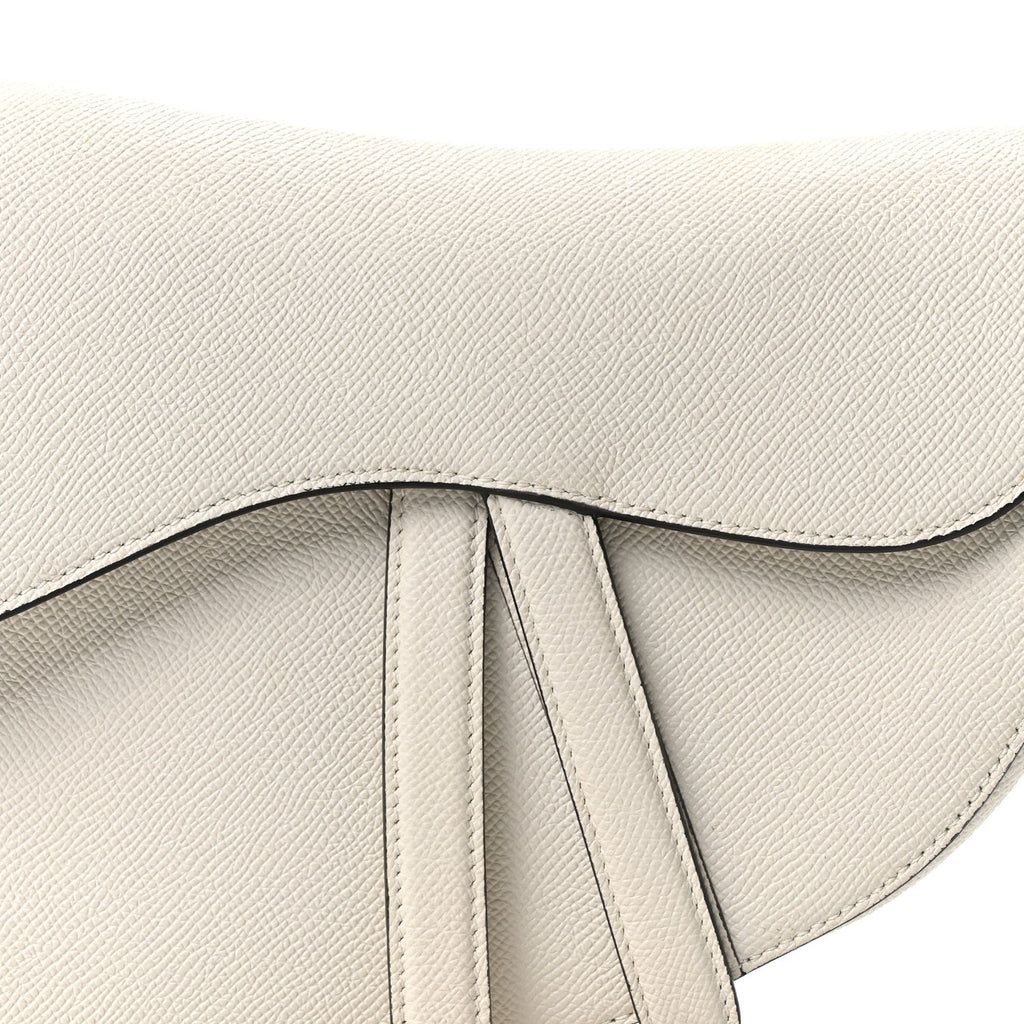 Christian Dior Grained Calfskin Saddle Bag White