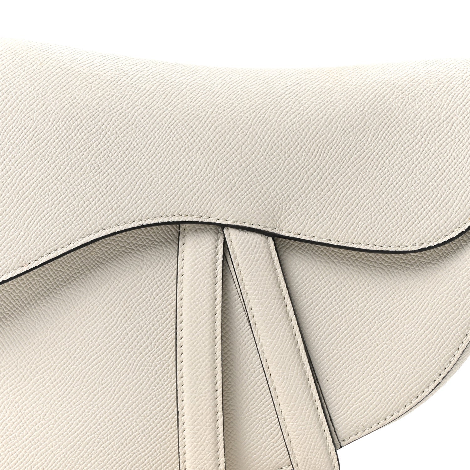 Christian Dior Grained Calfskin Saddle Bag White