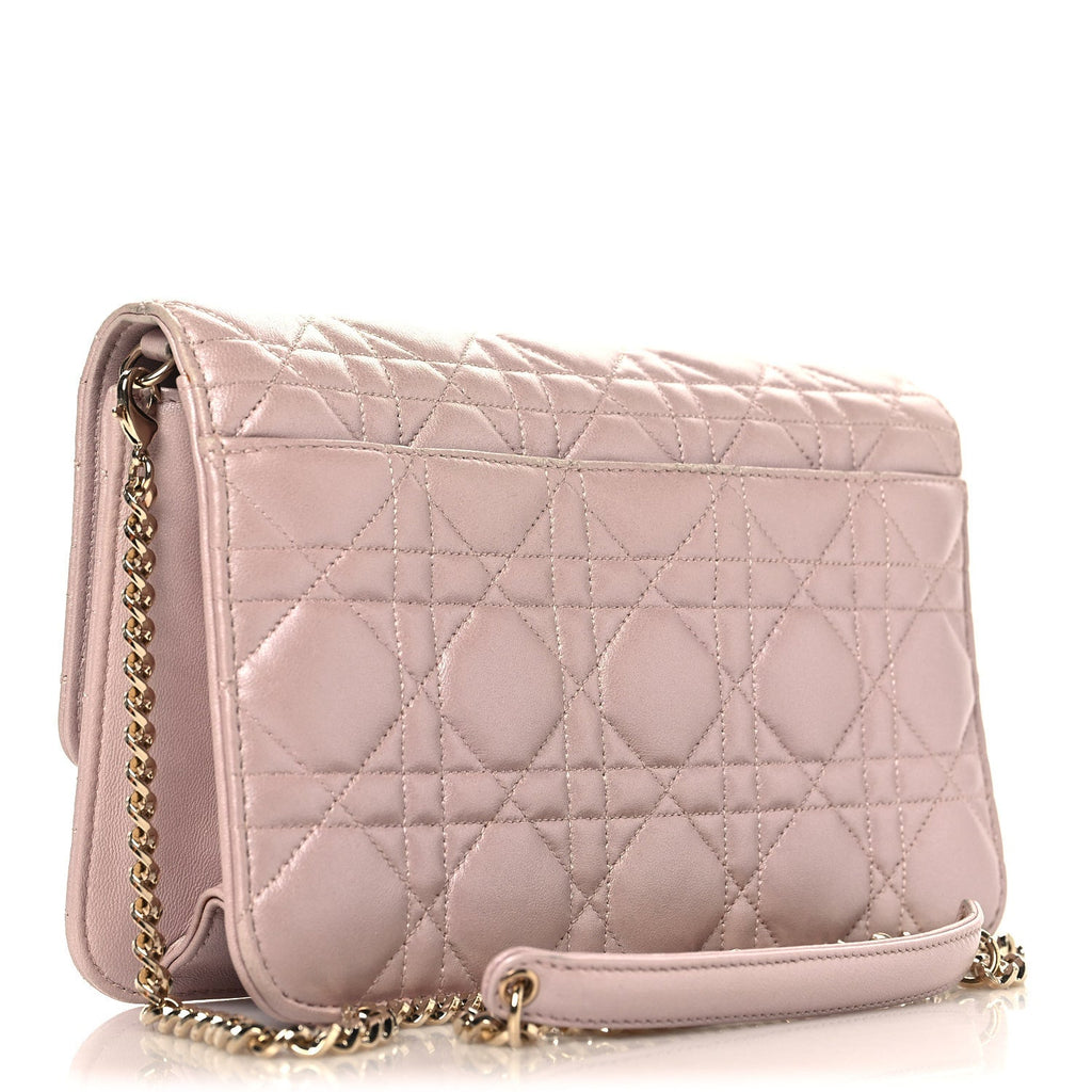 Christian Dior Pearly Lambskin Cannage Miss Dior Promenade Pouch Lotus