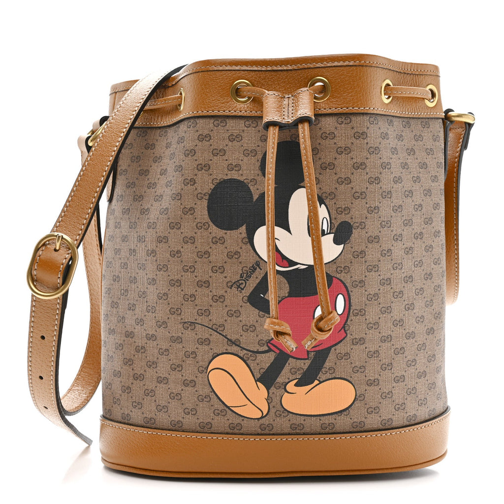 Gucci X DISNEY Mini Vintage GG Supreme Monogram Bucket Bag Beige Vintage Sun Oil