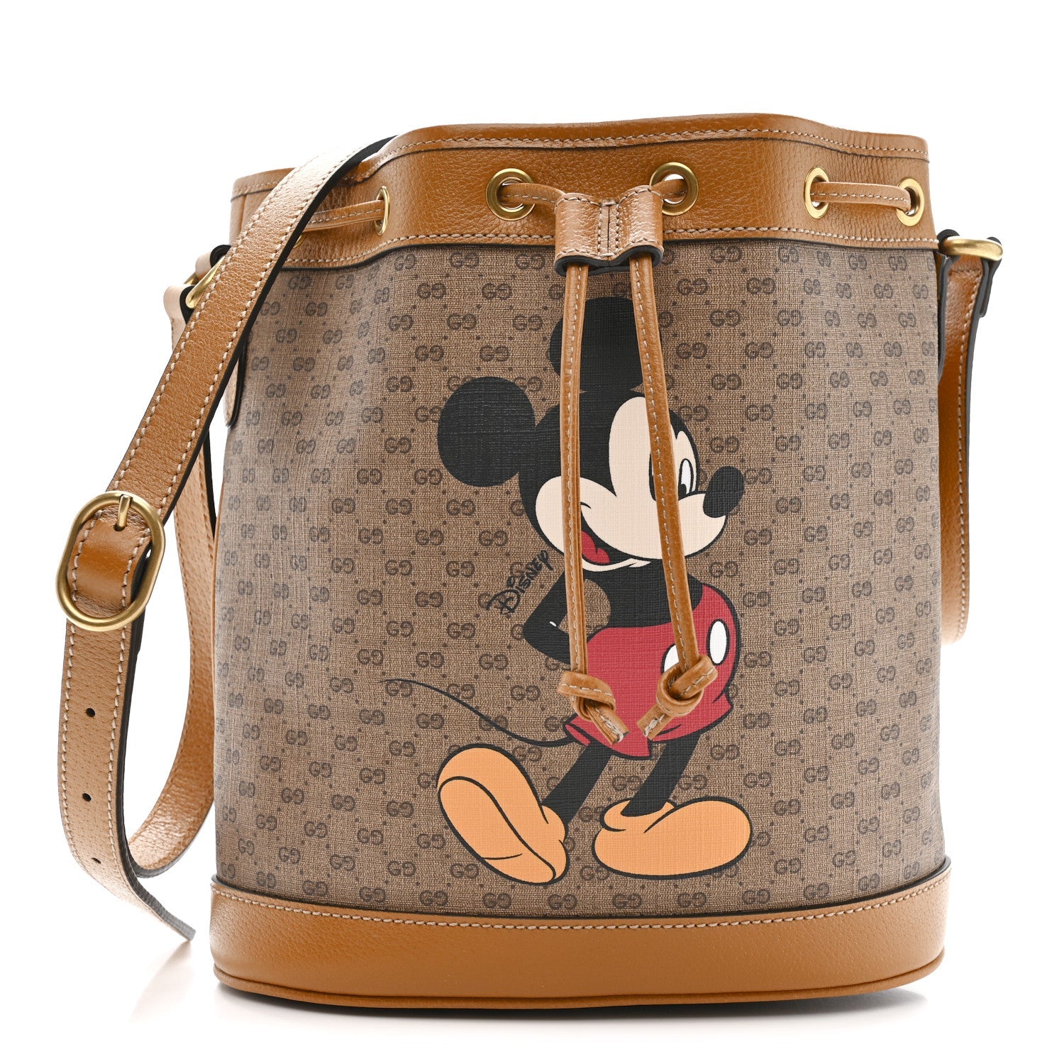Gucci X DISNEY Mini Vintage GG Supreme Monogram Bucket Bag Beige Vintage Sun Oil