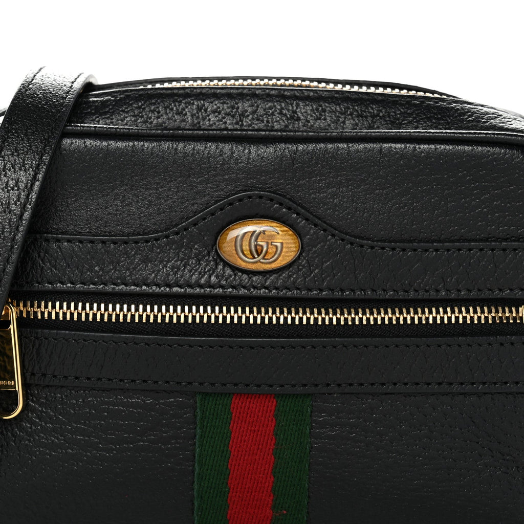 Gucci Calfskin Web Mini Ophidia Shoulder Bag Black