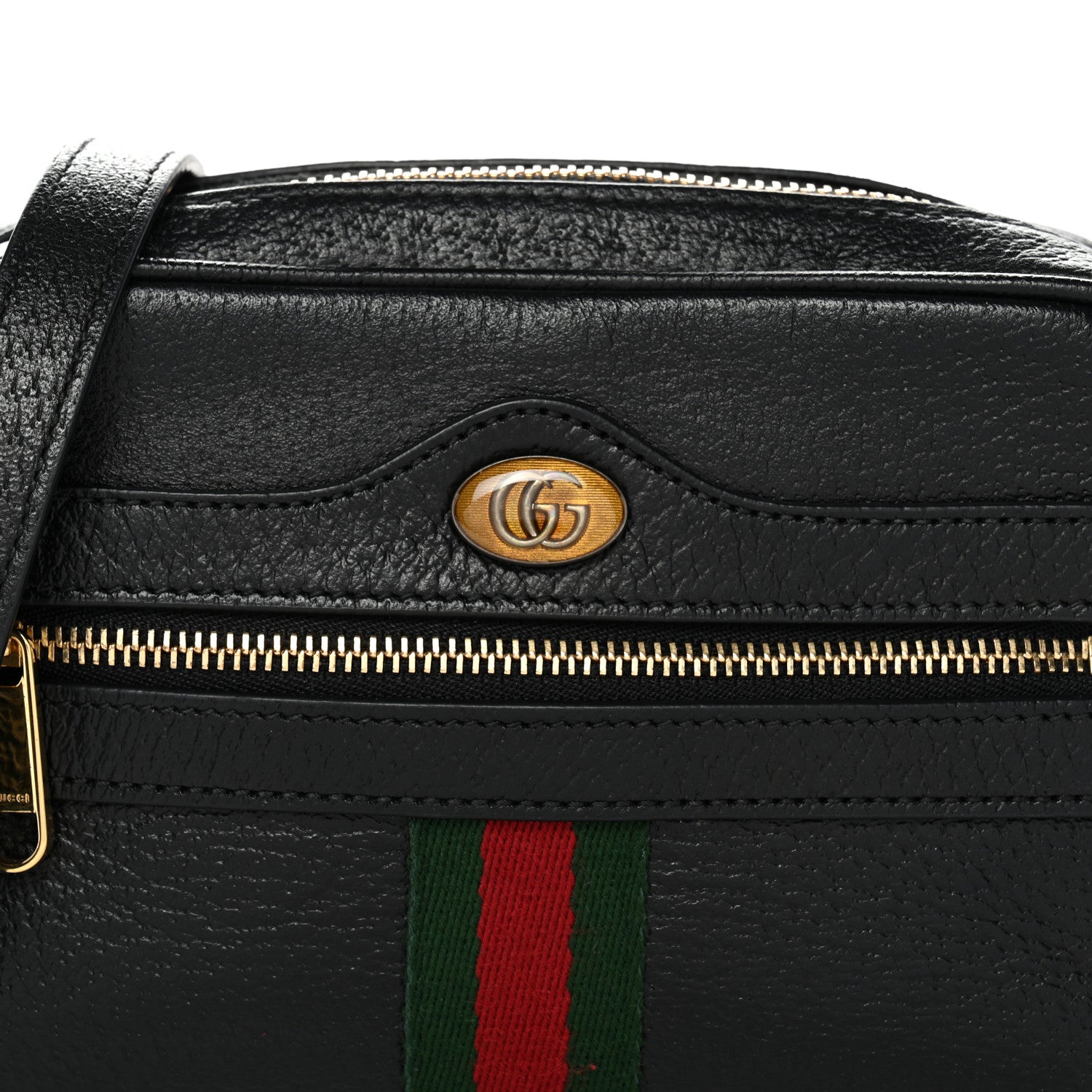 Gucci Calfskin Web Mini Ophidia Shoulder Bag Black