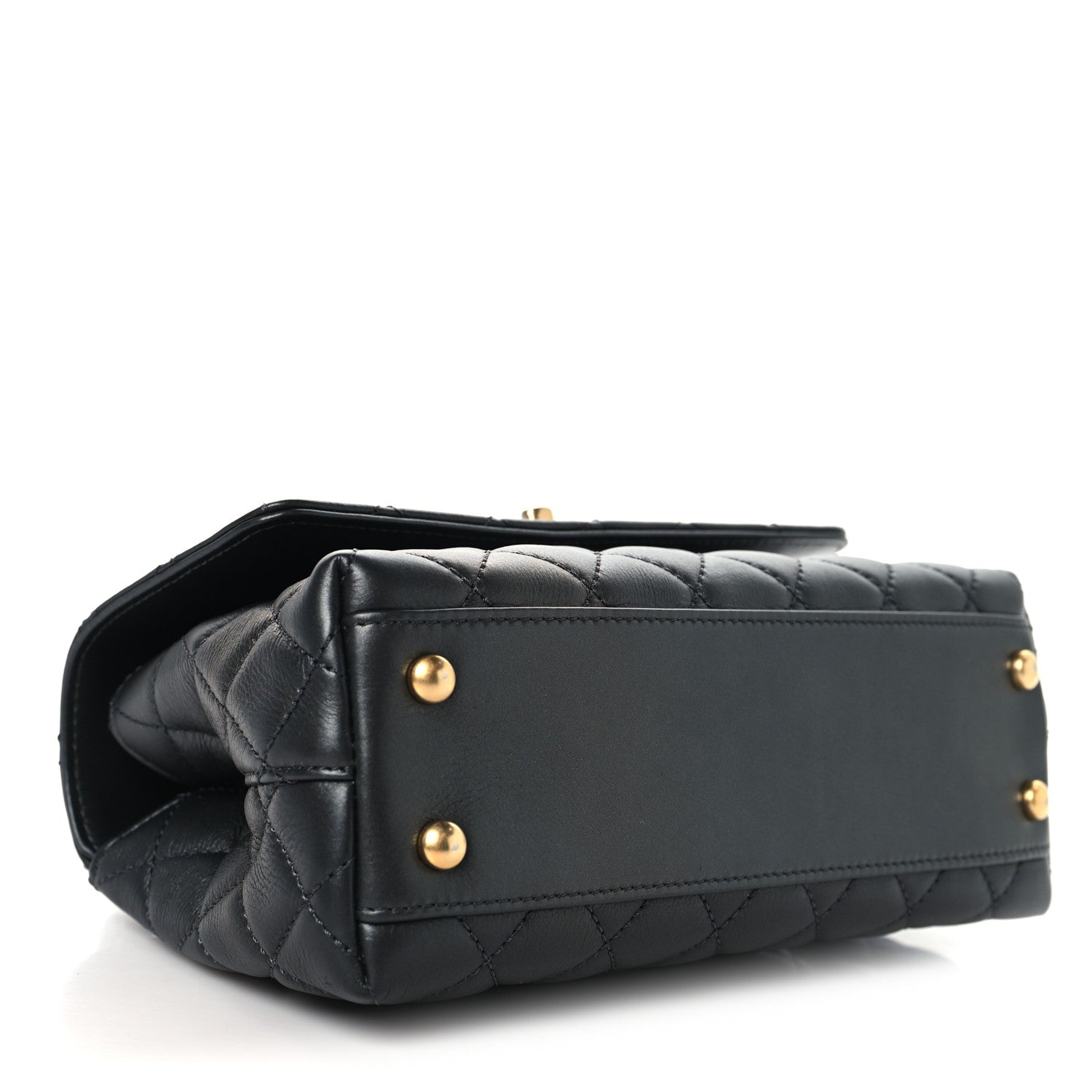 Chanel Calfskin Strass Quilted Mini Coco Handle Flap Dark Silver