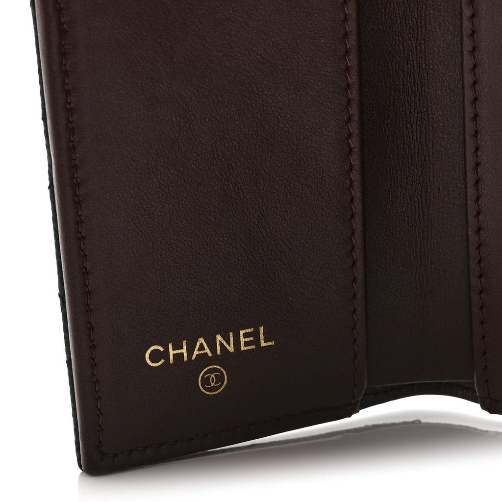 Caviar Quilted Double Flap Wallet Black