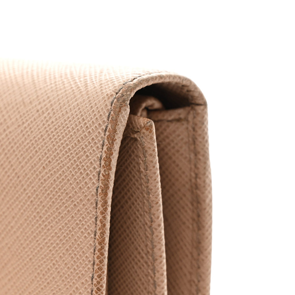 Prada Saffiano Metal Tri-Fold Wallet Cammeo