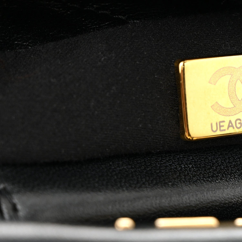 Chanel Lambskin Resin Quilted Small Bucket Bag Black