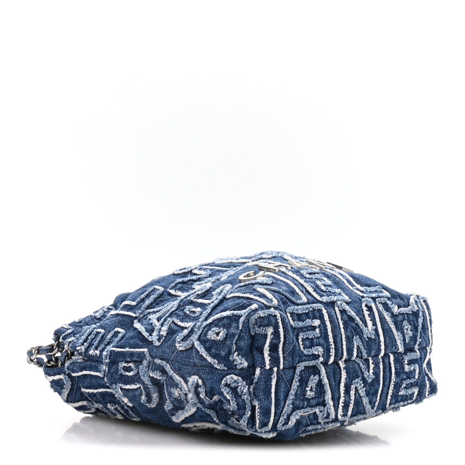 Chanel Washed Denim Logo Embroidered Mini Chanel 22 Blue