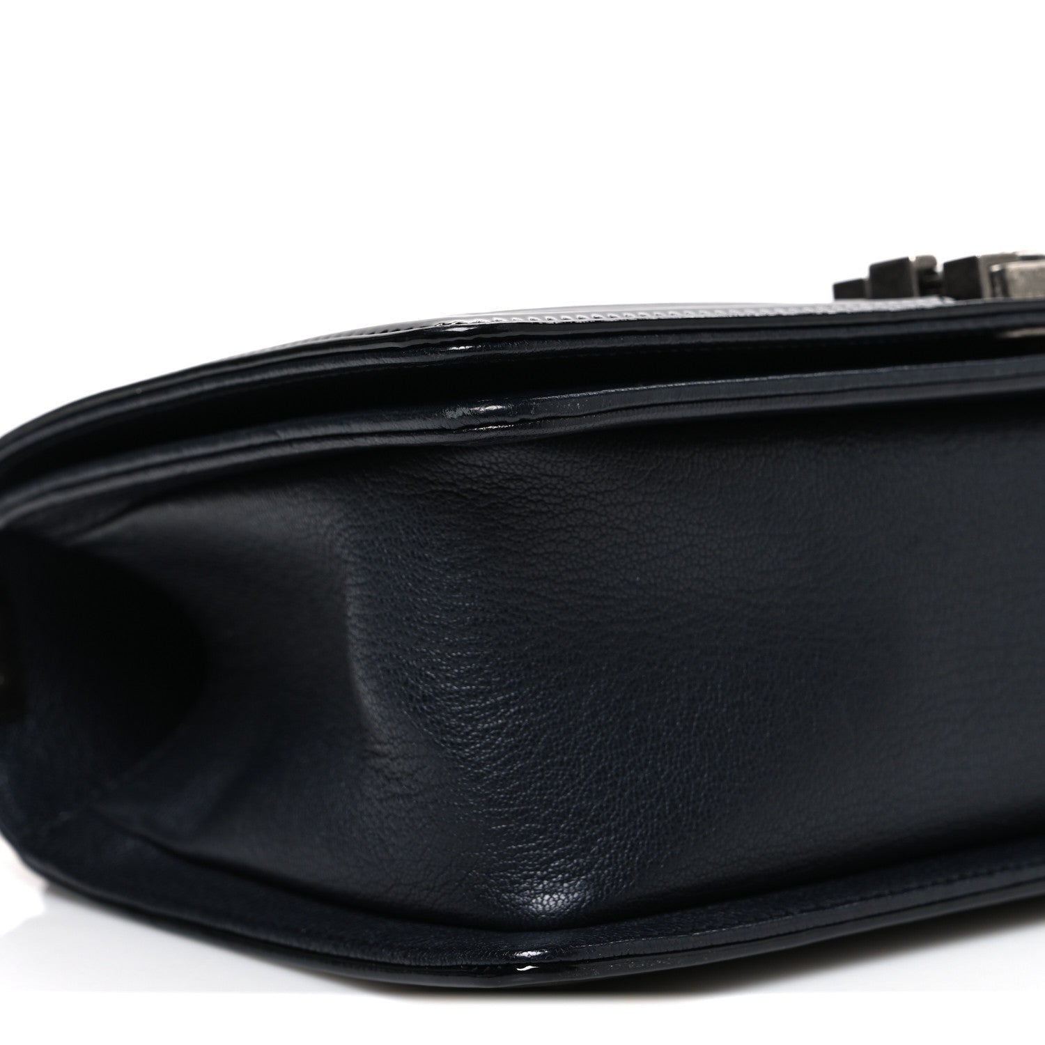 Chanel Goatskin Quilted Patent Medium Duo Boy Flap Black