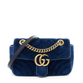 Gucci Velvet Matelasse Mini GG Marmont Shoulder Bag Cobalt Blue