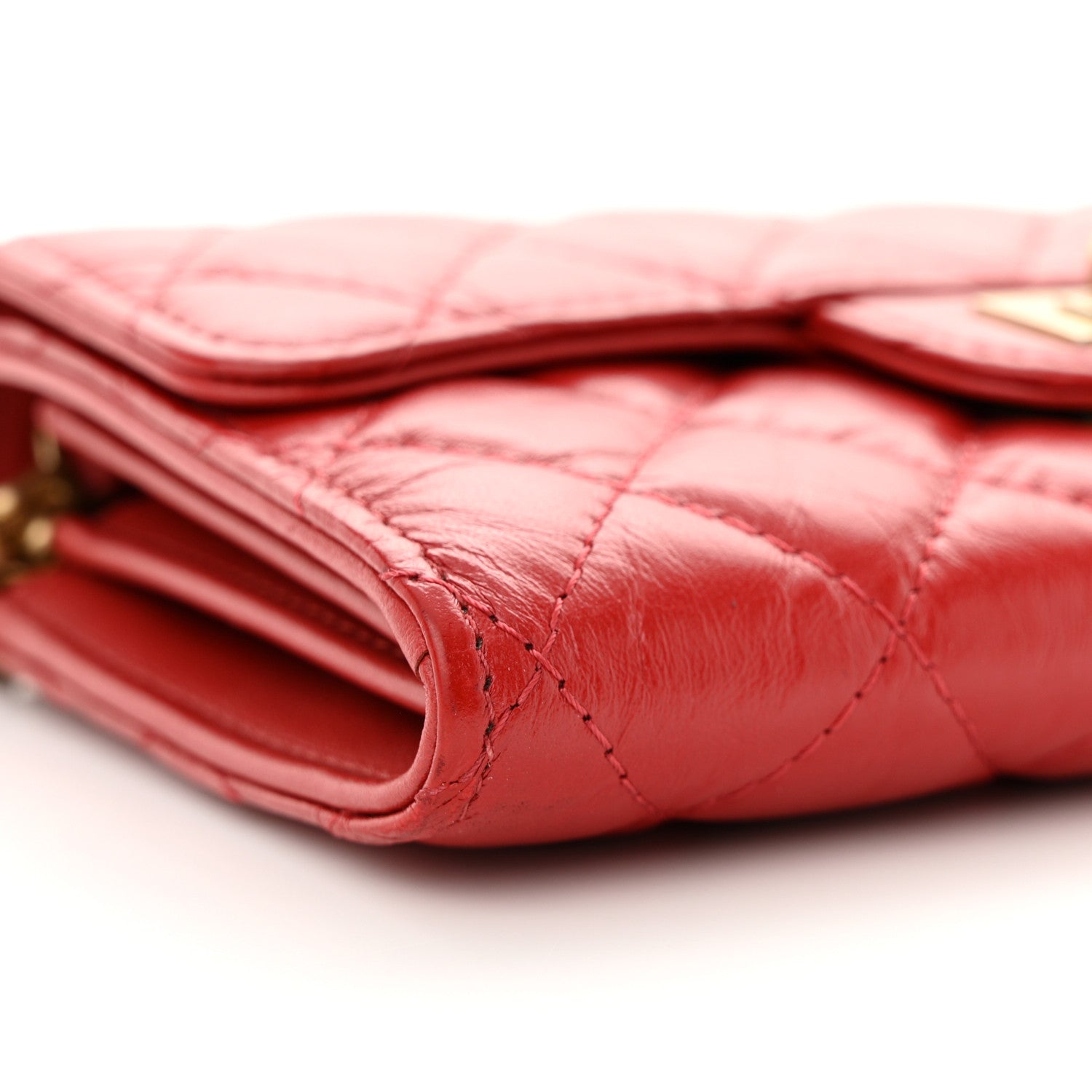 Chanel Aged Calfskin Quilted 2.55 Reissue Clutch With Chain Red