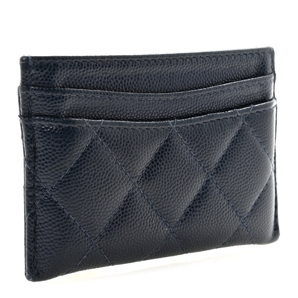 Caviar Quilted Card Holder Navy