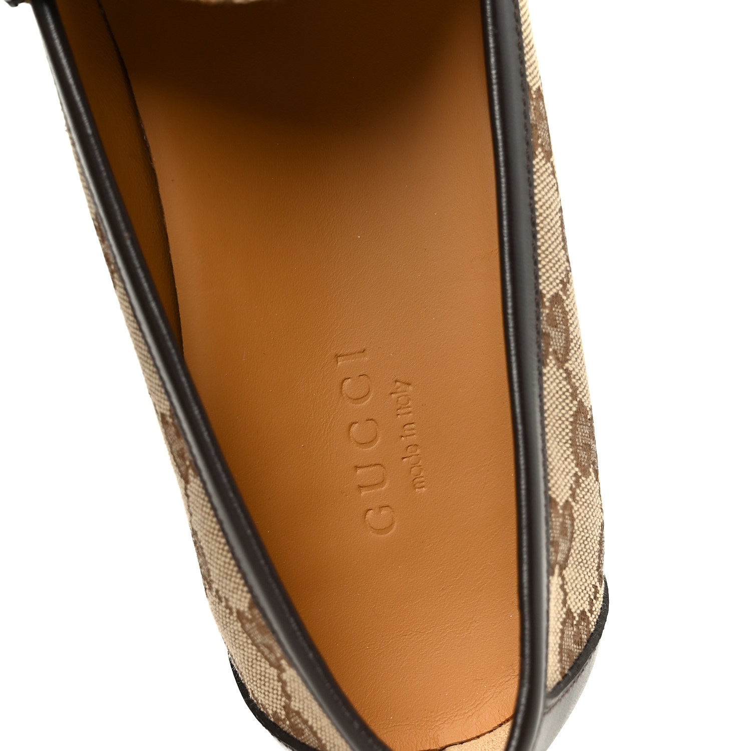 Gucci Canvas GG Monogram Horsebit Calfskin Womens Horsebit Platform Loafers 39.5 Beige Ebony Cocoa